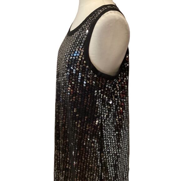 NWT Calvin Klein Sequin Racerback Shift Dress M Black - Picture 2 of 12